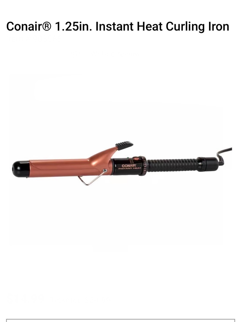 Conair Ceramic 1 1/4” Instant Heat Curling Iron - Rose Gold/Black